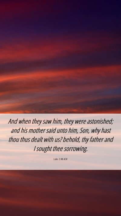 Picture 06 - Luke 2:48 ASV Mobile Phone Wallpaper - And when they saw him, they were astonished; and - Mobile Bible Verse Wallpaper