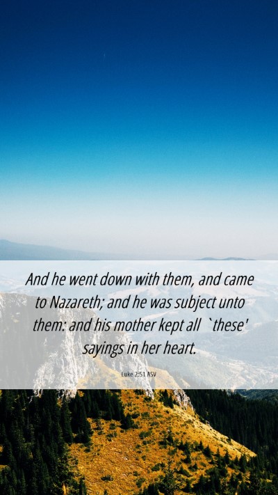 Picture 06 - Luke 2:51 ASV Mobile Phone Wallpaper - And he went down with them, and came to Nazareth; - Mobile Bible Verse Wallpaper