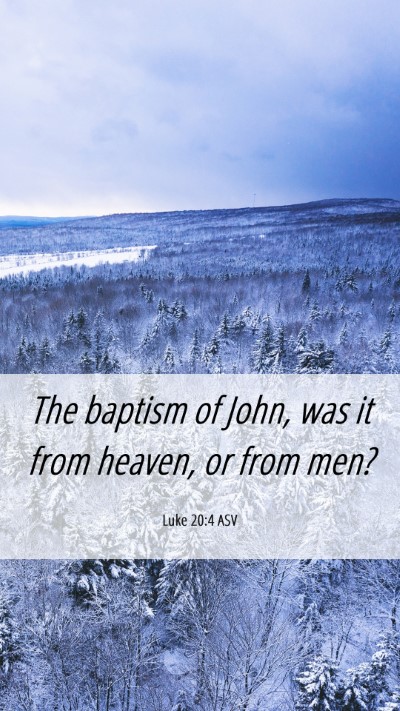 Picture 06 - Luke 20:4 ASV Mobile Phone Wallpaper - The baptism of John, was it from heaven, or from - Mobile Bible Verse Wallpaper