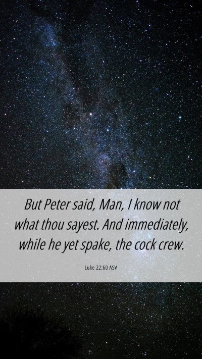 Picture 06 - Luke 22:60 ASV Mobile Phone Wallpaper - But Peter said, Man, I know not what thou sayest. - Mobile Bible Verse Wallpaper