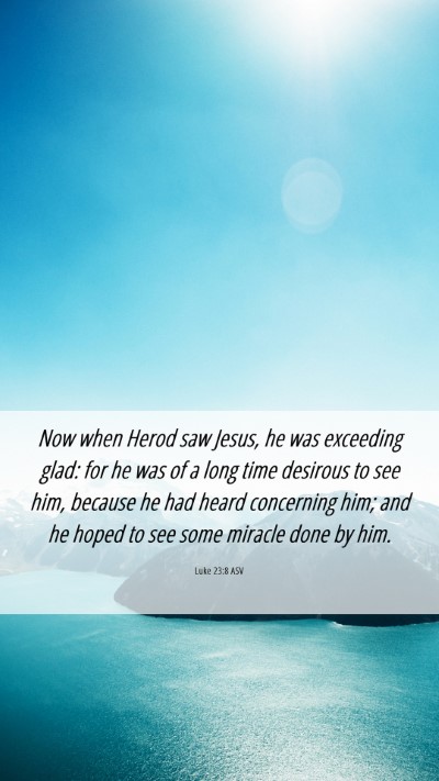 Picture 06 - Luke 23:8 ASV Mobile Phone Wallpaper - Now when Herod saw Jesus, he was exceeding glad: - Mobile Bible Verse Wallpaper