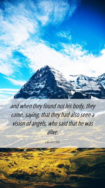 Picture 06 - Luke 24:23 ASV Mobile Phone Wallpaper - and when they found not his body, they came, - Mobile Bible Verse Wallpaper
