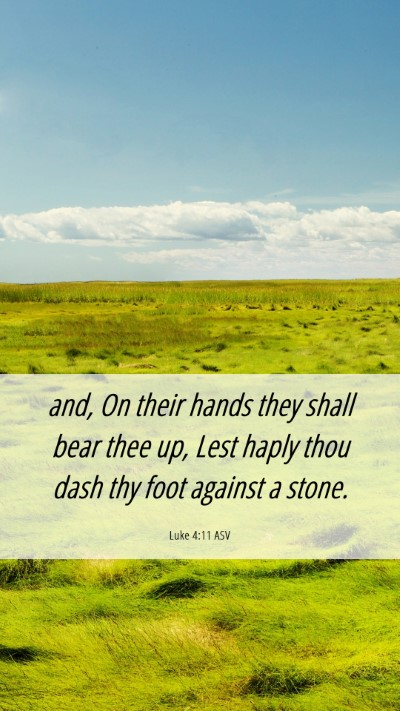 Picture 06 - Luke 4:11 ASV Mobile Phone Wallpaper - and, On their hands they shall bear thee up, Lest - Mobile Bible Verse Wallpaper