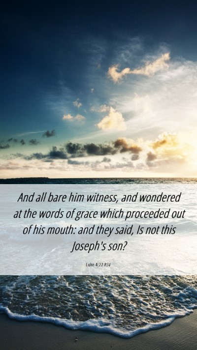 Picture 06 - Luke 4:22 ASV Mobile Phone Wallpaper - And all bare him witness, and wondered at the - Mobile Bible Verse Wallpaper