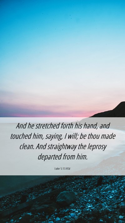 Picture 06 - Luke 5:13 ASV Mobile Phone Wallpaper - And he stretched forth his hand, and touched him, - Mobile Bible Verse Wallpaper