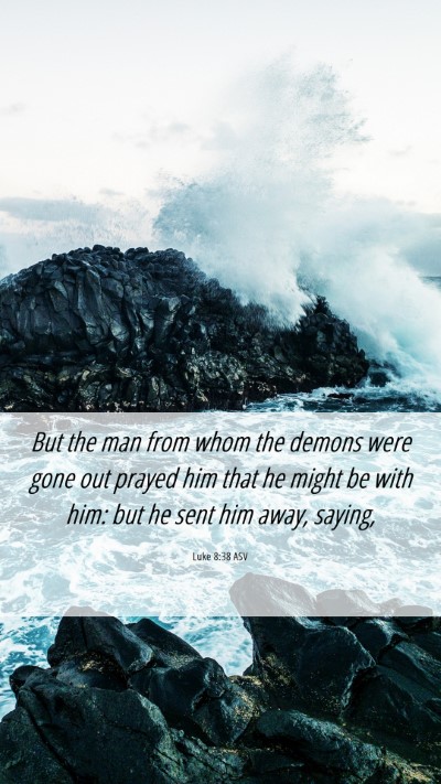 Picture 06 - Luke 8:38 ASV Mobile Phone Wallpaper - But the man from whom the demons were gone out - Mobile Bible Verse Wallpaper