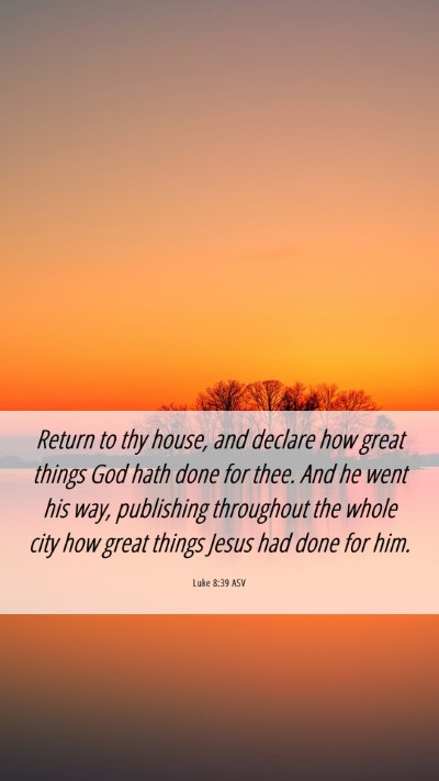 Picture 06 - Luke 8:39 ASV Mobile Phone Wallpaper - Return to thy house, and declare how great things - Mobile Bible Verse Wallpaper