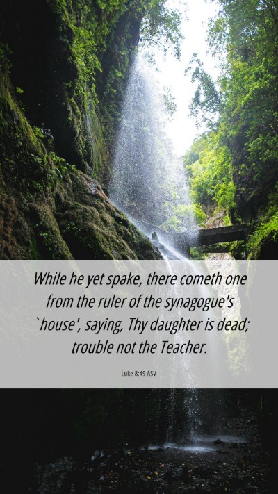 Picture 06 - Luke 8:49 ASV Mobile Phone Wallpaper - While he yet spake, there cometh one from the - Mobile Bible Verse Wallpaper