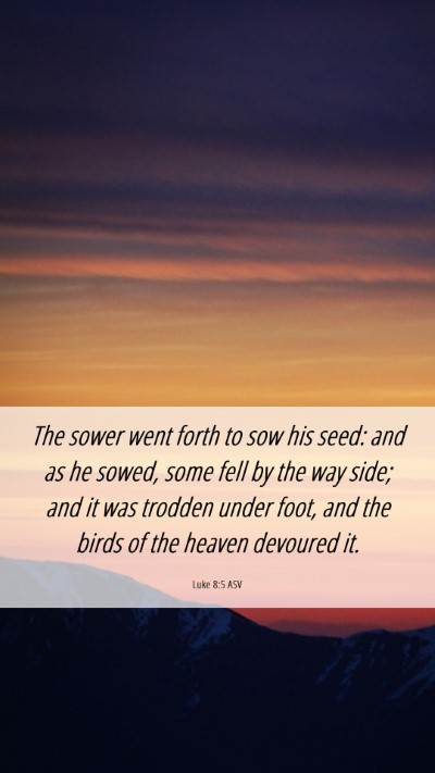 Picture 06 - Luke 8:5 ASV Mobile Phone Wallpaper - The sower went forth to sow his seed: and as he - Mobile Bible Verse Wallpaper
