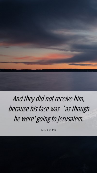 Picture 06 - Luke 9:53 ASV Mobile Phone Wallpaper - And they did not receive him, because his face - Mobile Bible Verse Wallpaper