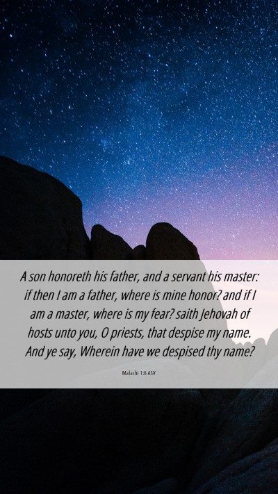 Picture 06 - Malachi 1:6 ASV Mobile Phone Wallpaper - A son honoreth his father, and a servant his - Mobile Bible Verse Wallpaper