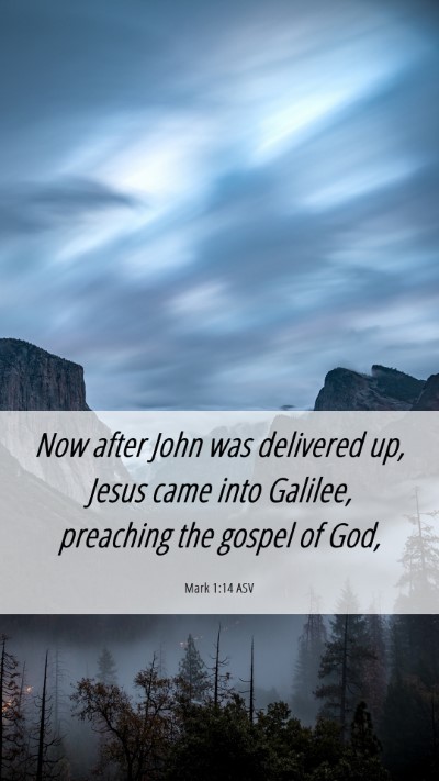 Picture 06 - Mark 1:14 ASV Mobile Phone Wallpaper - Now after John was delivered up, Jesus came into - Mobile Bible Verse Wallpaper