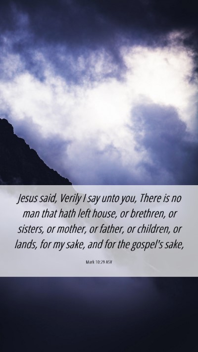 Picture 06 - Mark 10:29 ASV Mobile Phone Wallpaper - Jesus said, Verily I say unto you, There is no - Mobile Bible Verse Wallpaper