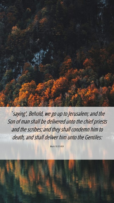 Picture 06 - Mark 10:33 ASV Mobile Phone Wallpaper - `saying', Behold, we go up to Jerusalem; and the - Mobile Bible Verse Wallpaper