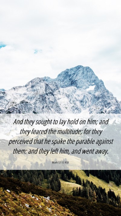 Picture 06 - Mark 12:12 ASV Mobile Phone Wallpaper - And they sought to lay hold on him; and they - Mobile Bible Verse Wallpaper