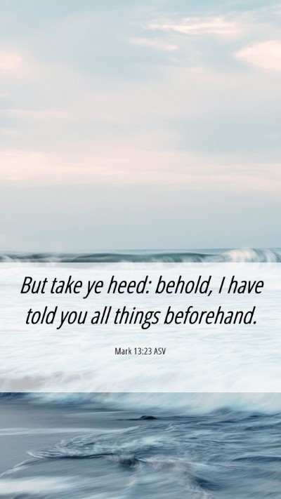 Picture 06 - Mark 13:23 ASV Mobile Phone Wallpaper - But take ye heed: behold, I have told you all - Mobile Bible Verse Wallpaper