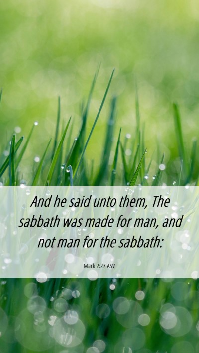 Picture 06 - Mark 2:27 ASV Mobile Phone Wallpaper - And he said unto them, The sabbath was made for - Mobile Bible Verse Wallpaper