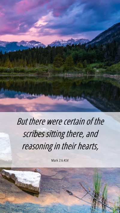 Picture 06 - Mark 2:6 ASV Mobile Phone Wallpaper - But there were certain of the scribes sitting - Mobile Bible Verse Wallpaper