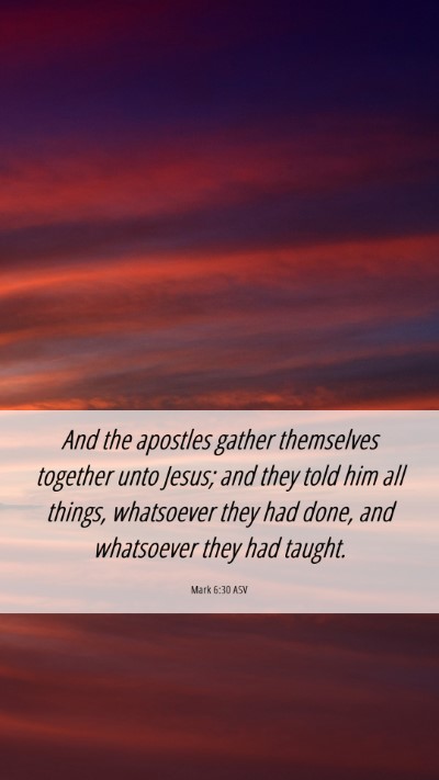 Picture 06 - Mark 6:30 ASV Mobile Phone Wallpaper - And the apostles gather themselves together unto - Mobile Bible Verse Wallpaper