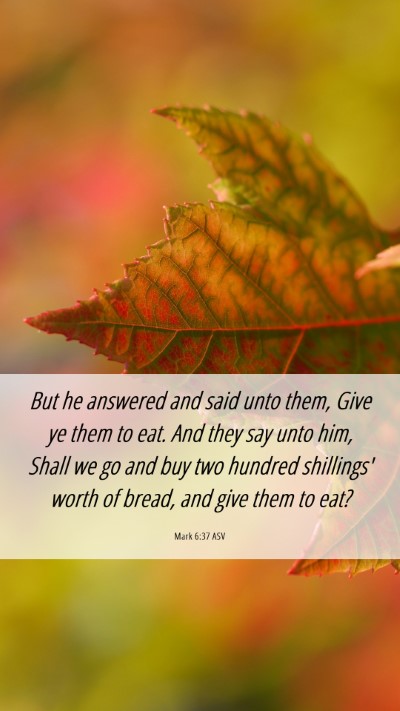 Picture 06 - Mark 6:37 ASV Mobile Phone Wallpaper - But he answered and said unto them, Give ye them - Mobile Bible Verse Wallpaper