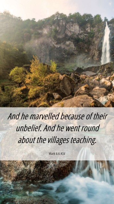 Picture 06 - Mark 6:6 ASV Mobile Phone Wallpaper - And he marvelled because of their unbelief. And - Mobile Bible Verse Wallpaper