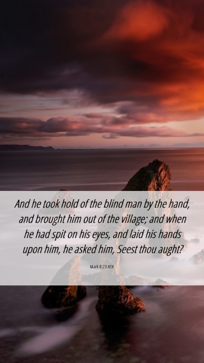Picture 06 - Mark 8:23 ASV Mobile Phone Wallpaper - And he took hold of the blind man by the hand, - Mobile Bible Verse Wallpaper