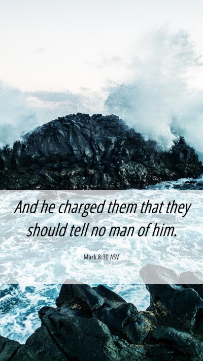 Picture 06 - Mark 8:30 ASV Mobile Phone Wallpaper - And he charged them that they should tell no man - Mobile Bible Verse Wallpaper