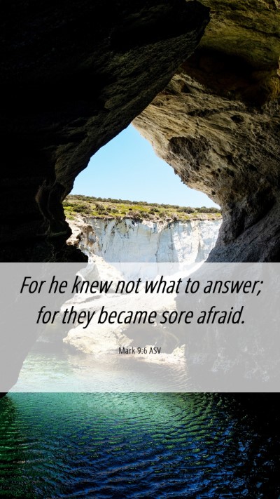 Picture 06 - Mark 9:6 ASV Mobile Phone Wallpaper - For he knew not what to answer; for they became - Mobile Bible Verse Wallpaper