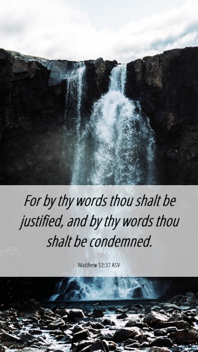 Picture 06 - Matthew 12:37 ASV Mobile Phone Wallpaper - For by thy words thou shalt be justified, and by - Mobile Bible Verse Wallpaper