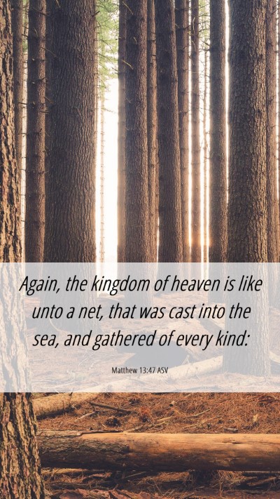 Picture 06 - Matthew 13:47 ASV Mobile Phone Wallpaper - Again, the kingdom of heaven is like unto a net, - Mobile Bible Verse Wallpaper