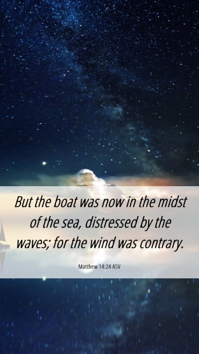 Picture 06 - Matthew 14:24 ASV Mobile Phone Wallpaper - But the boat was now in the midst of the sea, - Mobile Bible Verse Wallpaper