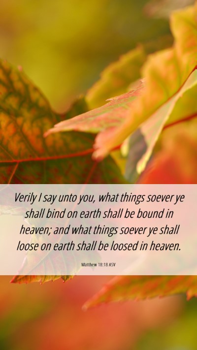Picture 06 - Matthew 18:18 ASV Mobile Phone Wallpaper - Verily I say unto you, what things soever ye - Mobile Bible Verse Wallpaper