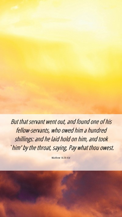 Picture 06 - Matthew 18:28 ASV Mobile Phone Wallpaper - But that servant went out, and found one of his - Mobile Bible Verse Wallpaper
