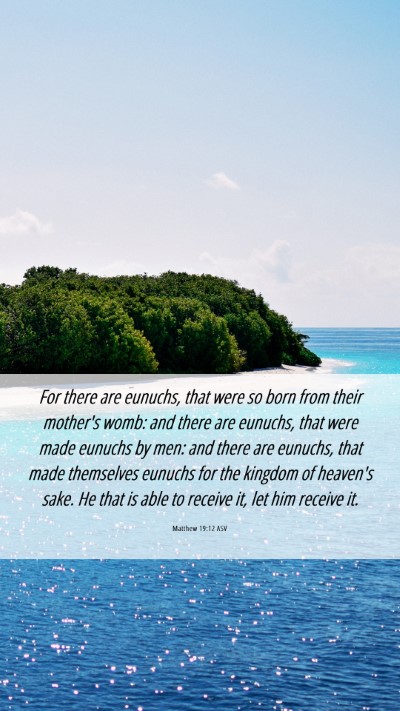 Picture 06 - Matthew 19:12 ASV Mobile Phone Wallpaper - For there are eunuchs, that were so born from - Mobile Bible Verse Wallpaper