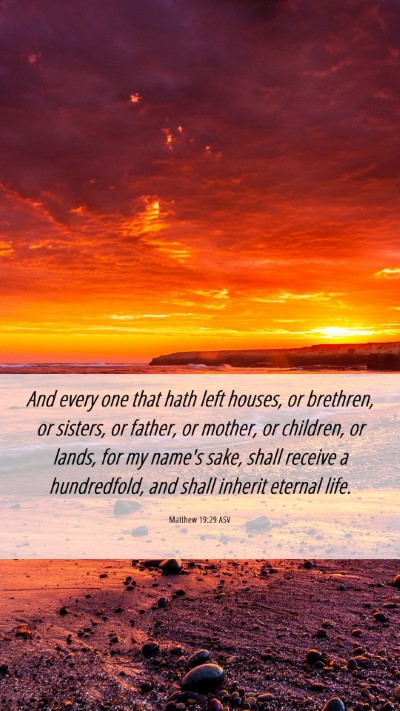 Picture 06 - Matthew 19:29 ASV Mobile Phone Wallpaper - And every one that hath left houses, or brethren, - Mobile Bible Verse Wallpaper