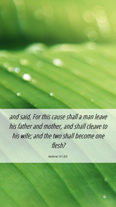 Picture 06 - Matthew 19:5 ASV Mobile Phone Wallpaper - and said, For this cause shall a man leave his - Mobile Bible Verse Wallpaper