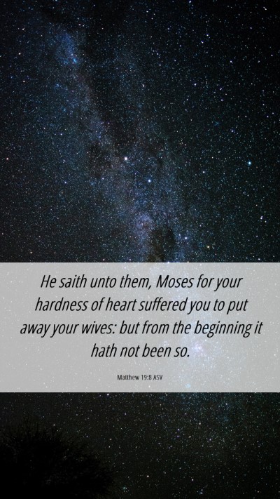 Picture 06 - Matthew 19:8 ASV Mobile Phone Wallpaper - He saith unto them, Moses for your hardness of - Mobile Bible Verse Wallpaper