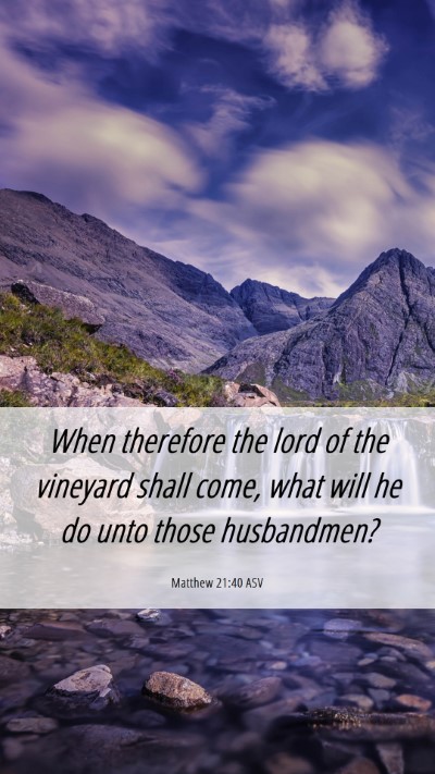 Picture 06 - Matthew 21:40 ASV Mobile Phone Wallpaper - When therefore the lord of the vineyard shall - Mobile Bible Verse Wallpaper