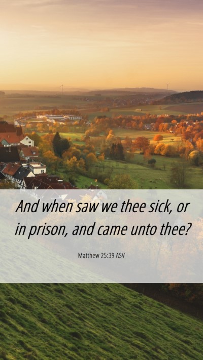 Picture 06 - Matthew 25:39 ASV Mobile Phone Wallpaper - And when saw we thee sick, or in prison, and came - Mobile Bible Verse Wallpaper