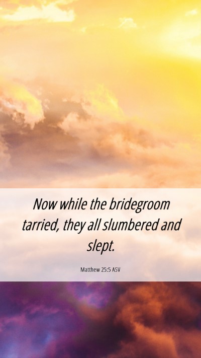 Picture 06 - Matthew 25:5 ASV Mobile Phone Wallpaper - Now while the bridegroom tarried, they all - Mobile Bible Verse Wallpaper