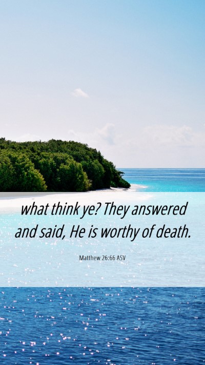 Picture 06 - Matthew 26:66 ASV Mobile Phone Wallpaper - what think ye? They answered and said, He is - Mobile Bible Verse Wallpaper