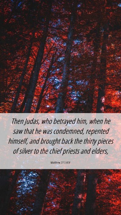 Picture 06 - Matthew 27:3 ASV Mobile Phone Wallpaper - Then Judas, who betrayed him, when he saw that he - Mobile Bible Verse Wallpaper