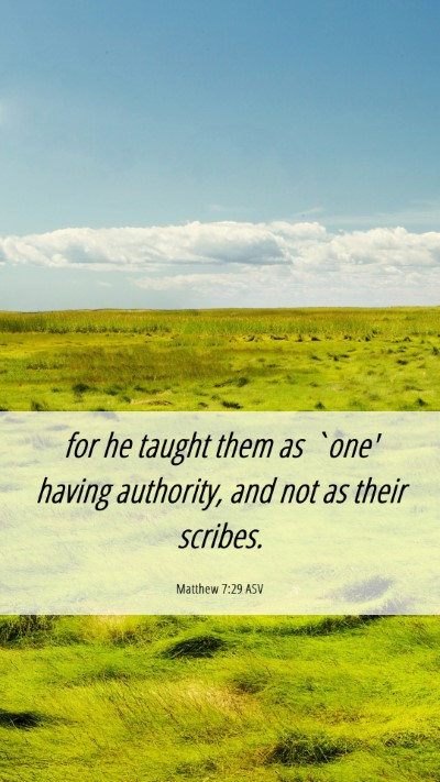 Picture 06 - Matthew 7:29 ASV Mobile Phone Wallpaper - for he taught them as `one' having authority, and - Mobile Bible Verse Wallpaper