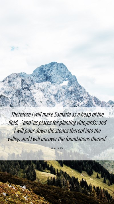 Picture 06 - Micah 1:6 ASV Mobile Phone Wallpaper - Therefore I will make Samaria as a heap of the - Mobile Bible Verse Wallpaper