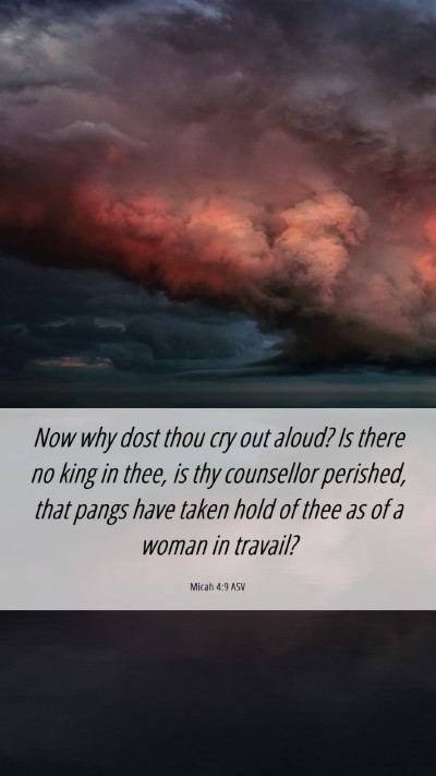Picture 06 - Micah 4:9 ASV Mobile Phone Wallpaper - Now why dost thou cry out aloud? Is there no king - Mobile Bible Verse Wallpaper