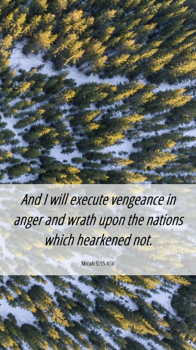 Picture 06 - Micah 5:15 ASV Mobile Phone Wallpaper - And I will execute vengeance in anger and wrath - Mobile Bible Verse Wallpaper