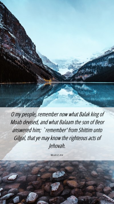 Picture 06 - Micah 6:5 ASV Mobile Phone Wallpaper - O my people, remember now what Balak king of Moab - Mobile Bible Verse Wallpaper