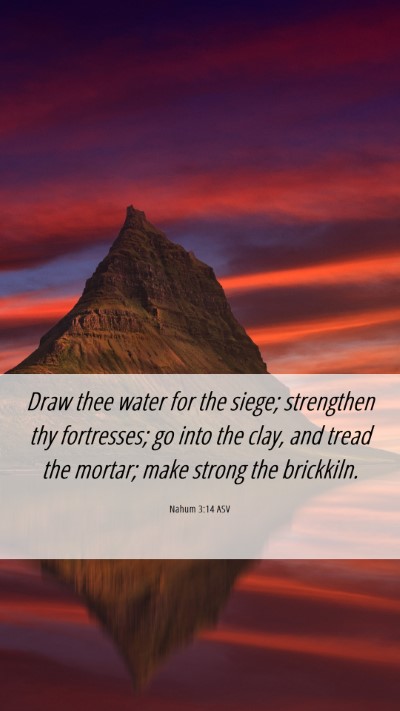 Picture 06 - Nahum 3:14 ASV Mobile Phone Wallpaper - Draw thee water for the siege; strengthen thy - Mobile Bible Verse Wallpaper