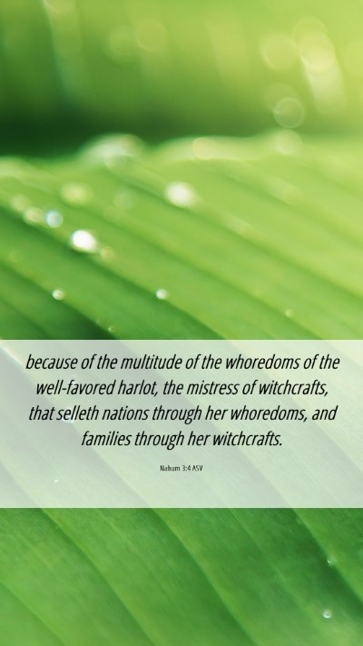 Picture 06 - Nahum 3:4 ASV Mobile Phone Wallpaper - because of the multitude of the whoredoms of the - Mobile Bible Verse Wallpaper