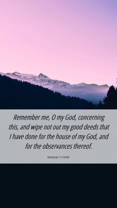 Picture 06 - Nehemiah 13:14 ASV Mobile Phone Wallpaper - Remember me, O my God, concerning this, and wipe - Mobile Bible Verse Wallpaper